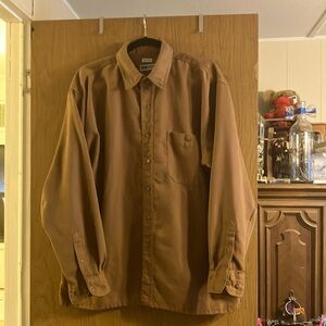 Vintage Men's Western Brown Suede UNTIED Soft Button Up Long Sleeve Shirt Size L